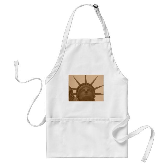Vintage Sepia Tone Statue of Liberty Adult Apron (Front)