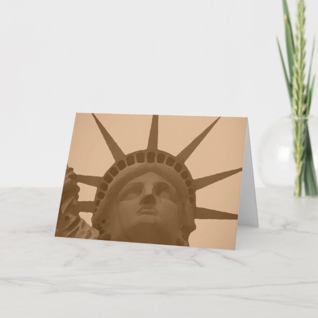 Vintage Sepia Tone Statue of Liberty Card (Front)