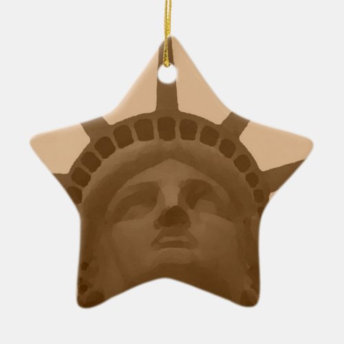 Vintage Sepia Tone Statue of Liberty Ceramic Ornament