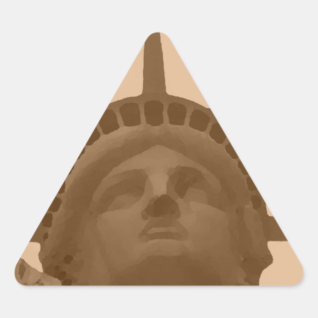 Vintage Sepia Tone Statue of Liberty Triangle Sticker (Front)