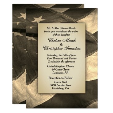 Vintage Sepia USA Flag Wedding Invitation Vintage Sepia USA Flag Wedding Invitation