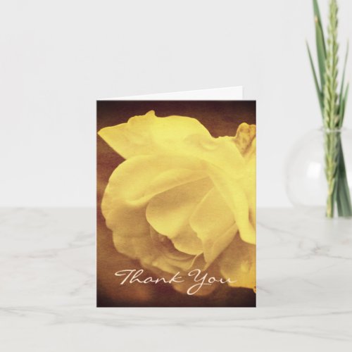 Vintage Sepia White Rose Floral Thank You Card