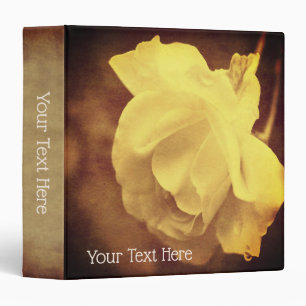 Vintage Sepia White Rose Personalized 3 Ring Binder