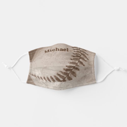 Vintage Sepia Your Name Baseball _ Sports Art Adult Cloth Face Mask