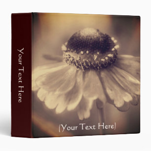 Vintage Sepia Zinnia Flower Personalized 3 Ring Binder