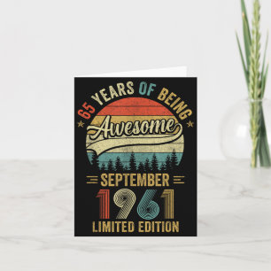 Vintage September 1961 65 Years Old 65th Birthday Card