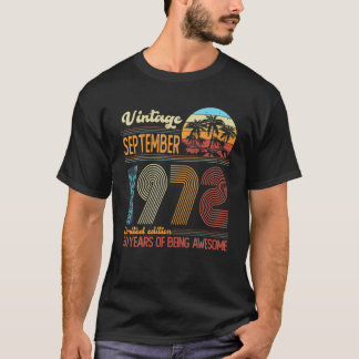 Vintage September 1972 50 Years Old 50Th Birthday T-Shirt