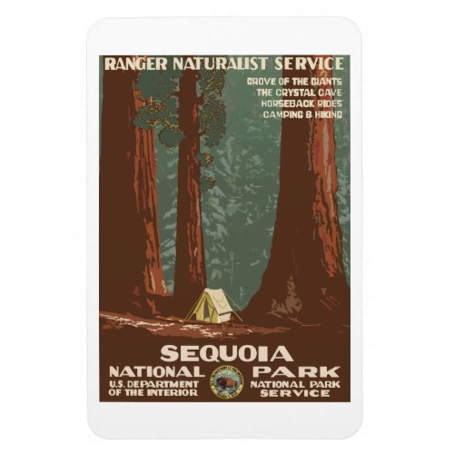 Vintage Sequoia Park CA tourist travel poster Magnet