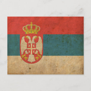 Vintage Serbia Flag Postcard