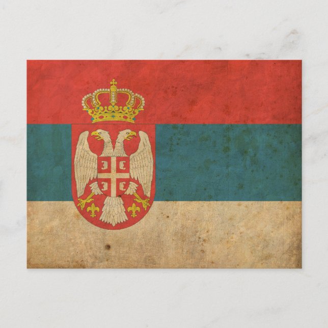 Vintage Serbia Flag Postcard (Front)