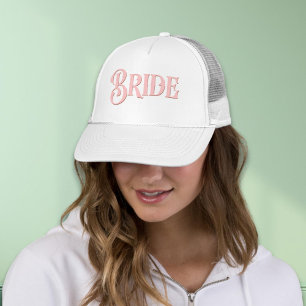 Vintage Serif Typography Blush Pink Bride Trucker Hat