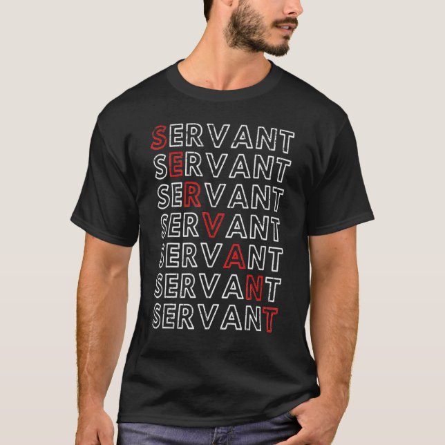 Vintage Servant Red And White Design T-Shirt (Front)