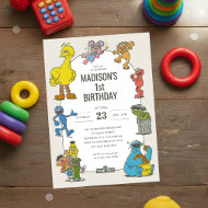 Vintage Sesame Street Characters Birthday Invitation