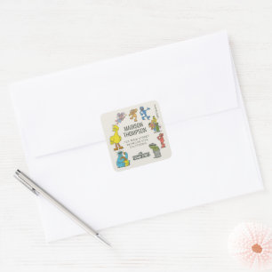Vintage Sesame Street Characters Birthday Square S Sticker