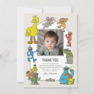 Vintage Sesame Street Characters Birthday Thank You Card