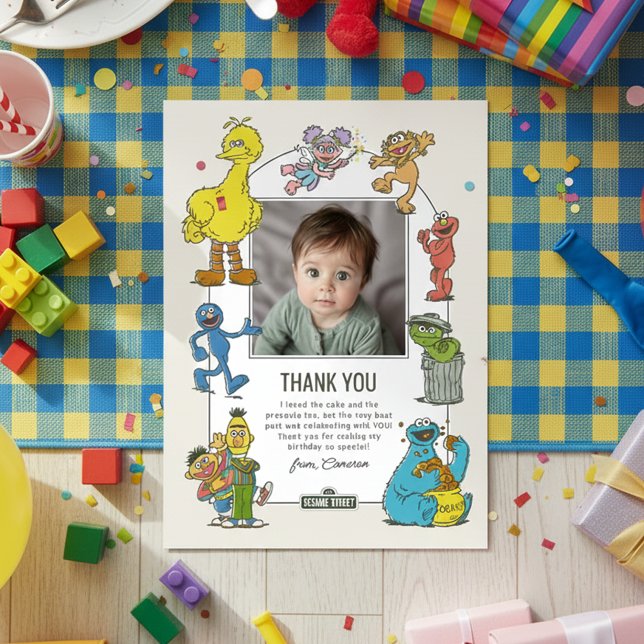 Vintage Sesame Street Characters Birthday Thank You Card (Creator Uploaded)