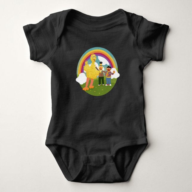 Vintage Sesame Street Friends Rainbow Baby Bodysuit (Front)