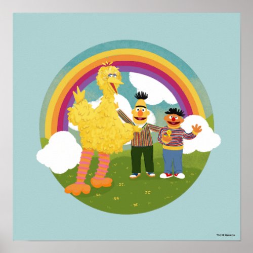 Vintage Sesame Street Friends Rainbow Poster