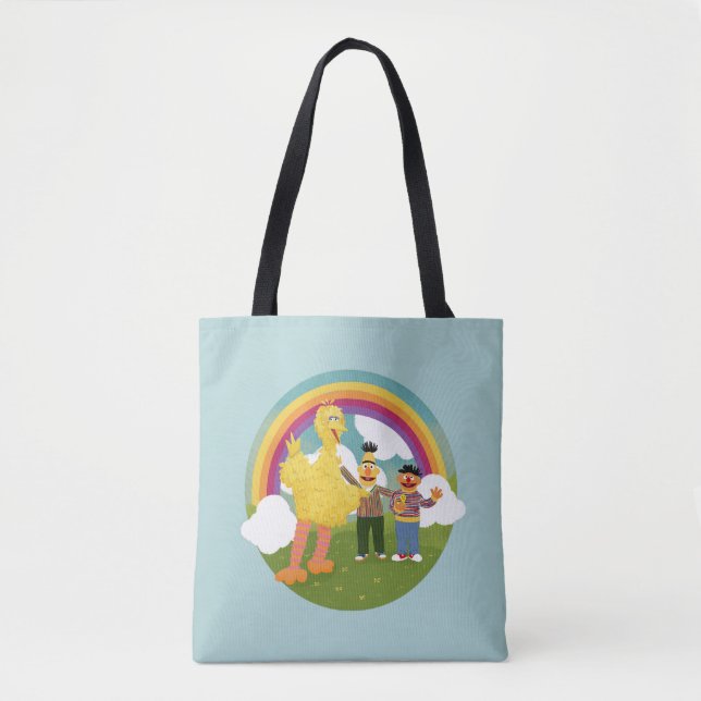 Vintage Sesame Street Friends Rainbow Tote Bag (Front)