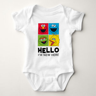 Vintage Sesame Street Hello I'm New Here Baby Bodysuit