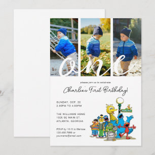 Vintage Sesame Street Pals 1st Birthday Photo Invitation