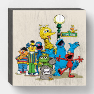Vintage Sesame Street Pals Wooden Box Sign