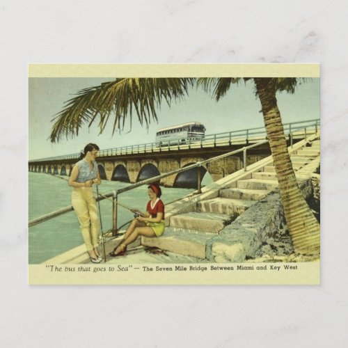 Vintage Seven Mile Bridge Florida Postcard