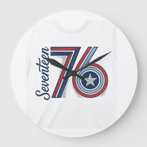 Vintage Seventeen 76 Patriotic Vector Shirt Design Large Clock