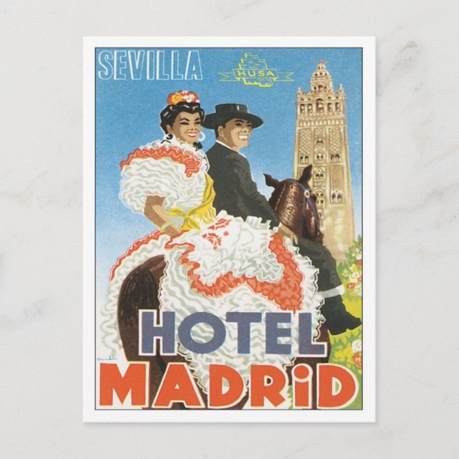 Vintage Sevilla Spain Hotel Postcard (Front)