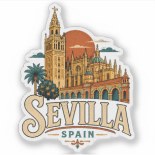 Vintage Sevilla Spain Travel Art Landmark Sticker