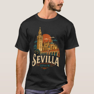 Vintage Sevilla Spain Travel Art Landmark T-Shirt