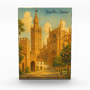 Vintage Seville Spain Andalusia Travel Photo Block