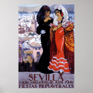 Vintage Seville Spain Travel Poster