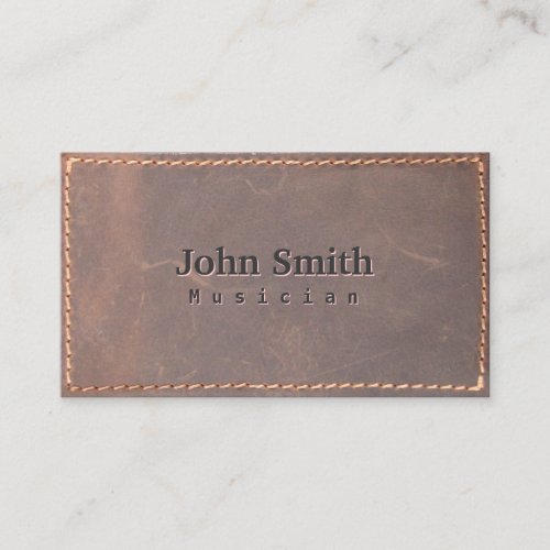 Vintage Sewed Leather Musician Business Card