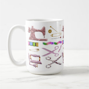 Vintage Sewing Accessories for Seamstress Tailor Coffee Mug