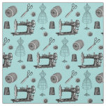 Vintage Sewing Aqua Fabric