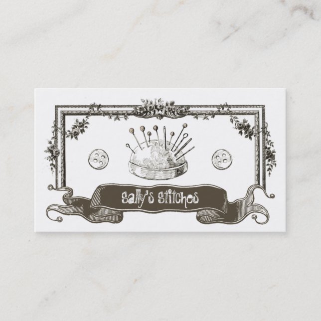 Vintage Sewing Buttons Seamstress Crafter Business Business Card (Front)