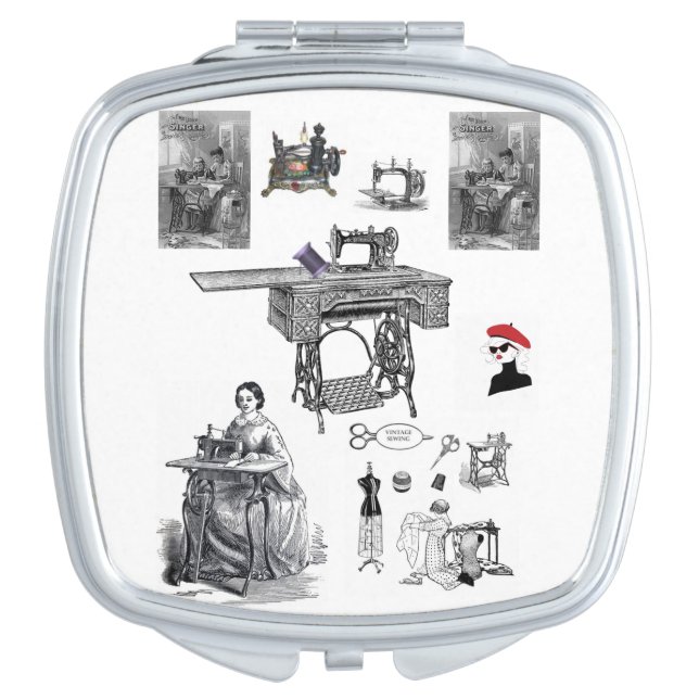 Vintage Sewing Compact Mirror (Front)