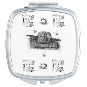 Vintage Sewing Compact Mirror