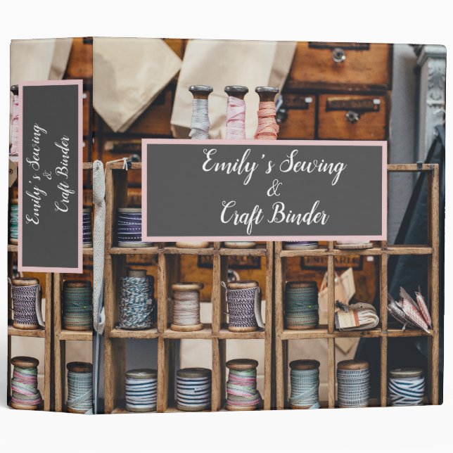 Vintage Sewing & Craft Binder Customizable Script (Front/Spine)