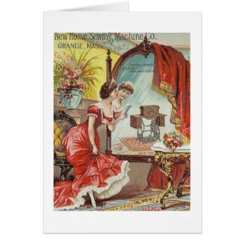 Vintage Sewing Machine Ad - Lady In Red  by AsTimeGoesBy at Zazzle