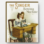 Vintage Sewing Machine Ad W/ Girl Plaque at Zazzle