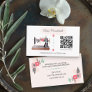 Vintage Sewing Machine and QR Code Boho Floral Business Card