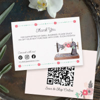 Vintage Sewing Machine Boho Floral Thank You