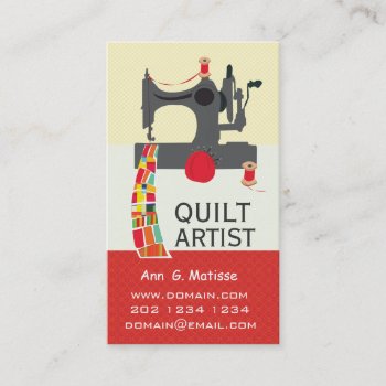 Vintage Sewing Machine Bold Crafts Quilt Artist Business Card by 911business at Zazzle