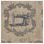Vintage Sewing Machine Burlap Fabric