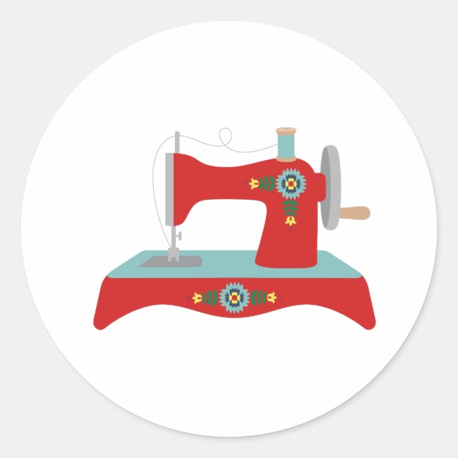 Vintage Sewing Machine Classic Round Sticker (Front)