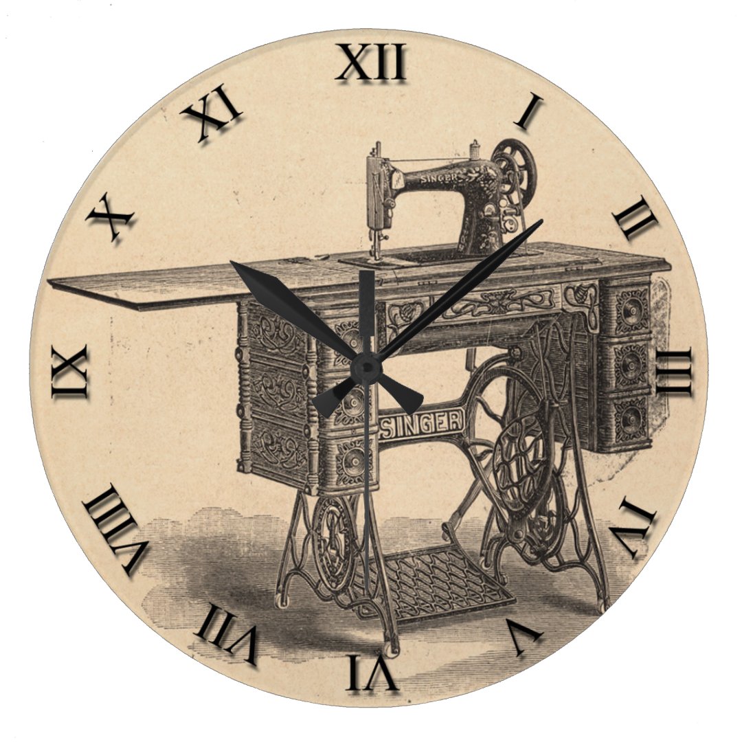 Vintage Sewing Machine Clock Zazzle