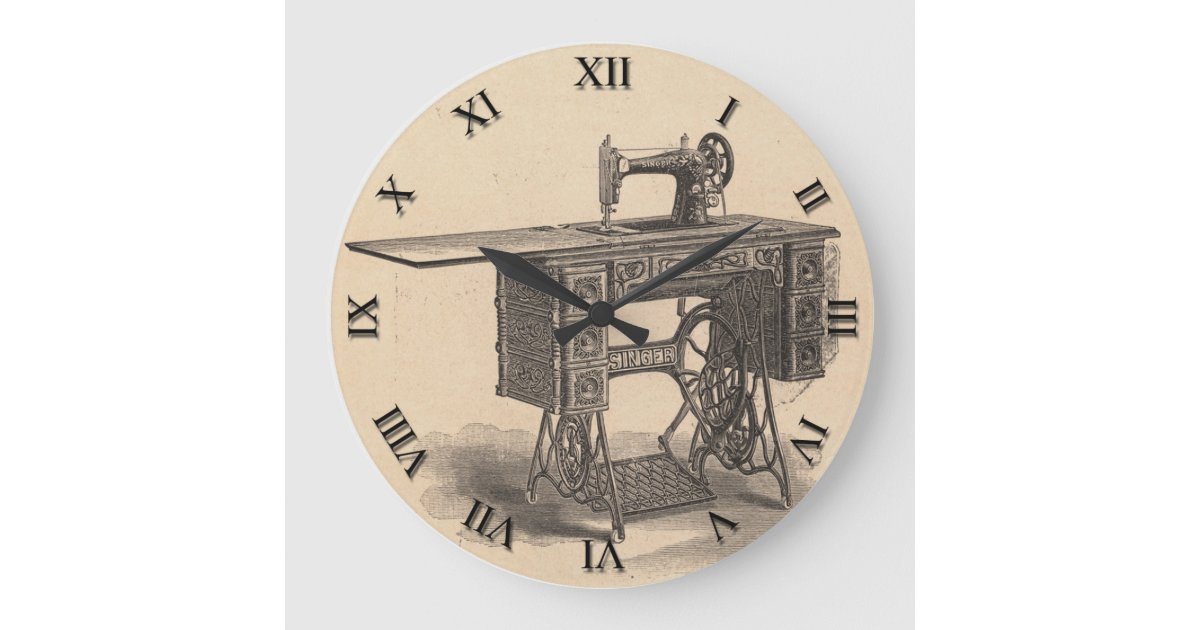 Vintage Sewing Machine Clock Zazzle