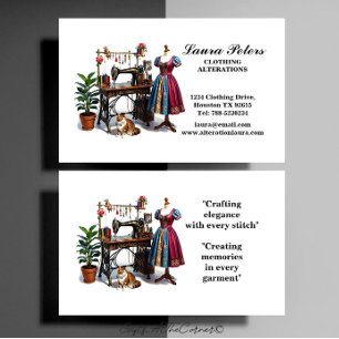 Vintage Sewing Machine Clothing Alteration Business Card
